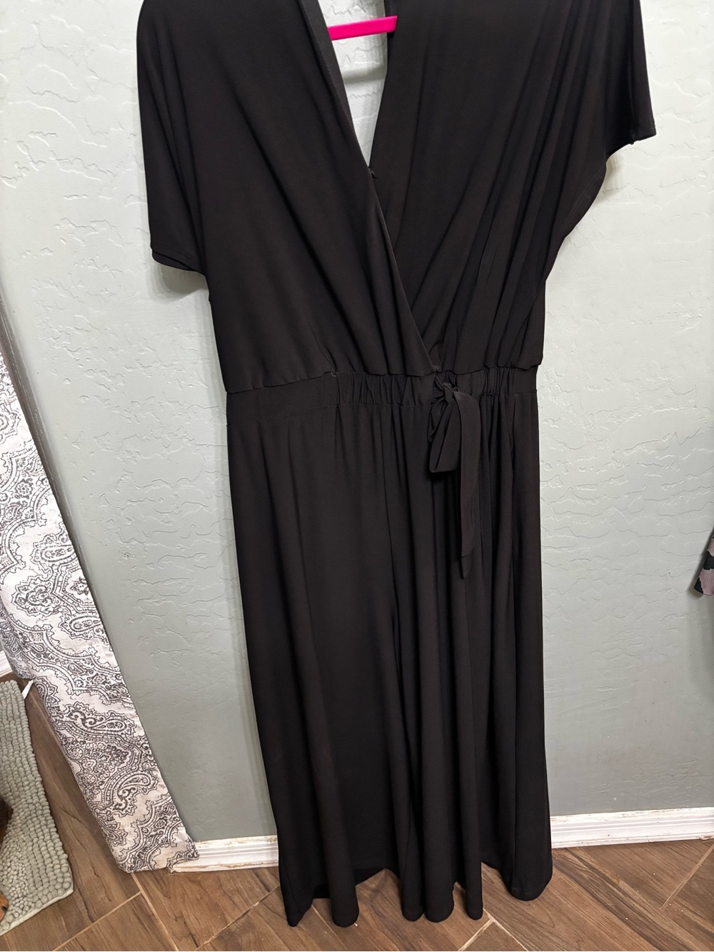 Sandra Darren Black Wrap-Front Maxi Dress